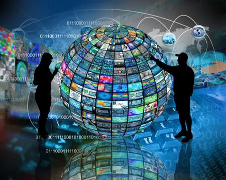 Sphere and silhouettes Illustrazione stock