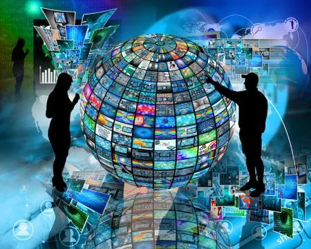 Sphere and silhouettes Stock Illustration