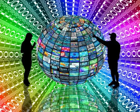 Sphere and silhouettes Illustrazione stock
