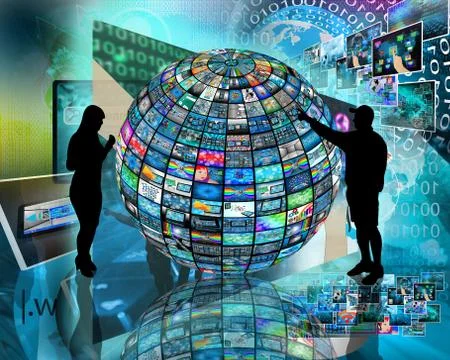 Sphere and silhouettes Illustrazione stock