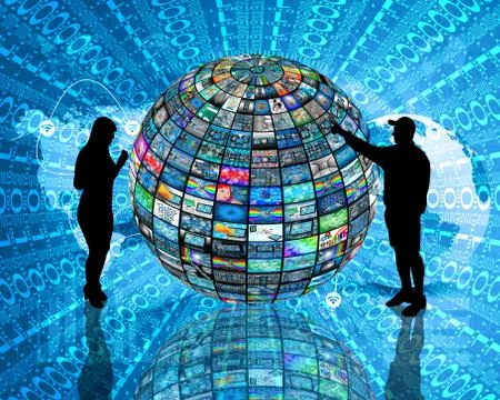 Sphere and silhouettes Illustrazione stock