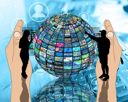 Sphere and silhouettes Illustrazione stock