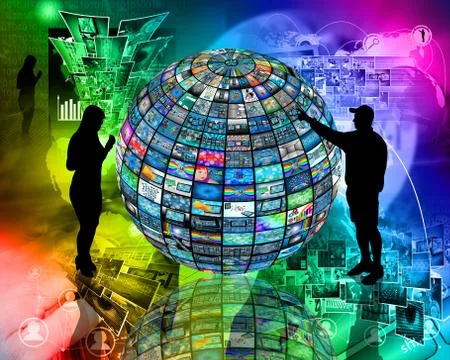 Sphere and silhouettes Illustrazione stock
