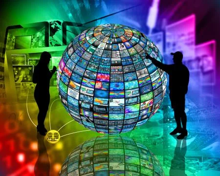 Sphere and silhouettes Illustrazione stock