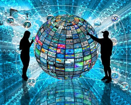 Sphere and silhouettes Illustrazione stock