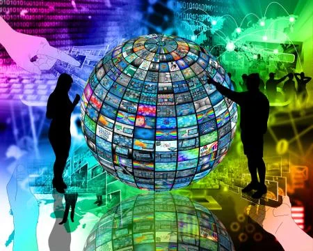 Sphere and silhouettes Illustrazione stock