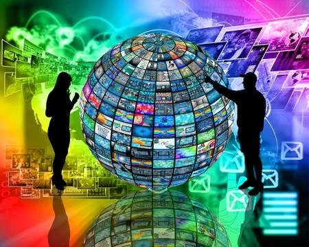Sphere and silhouettes Illustrazione stock