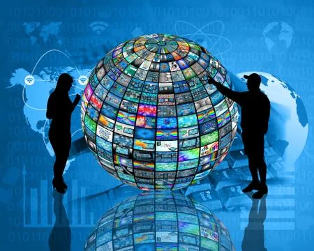 Sphere and silhouettes Stock Illustration