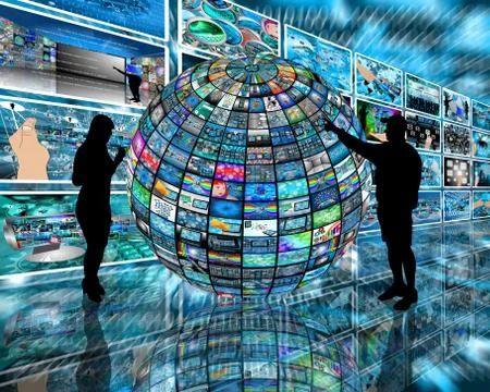 Sphere and silhouettes Illustrazione stock