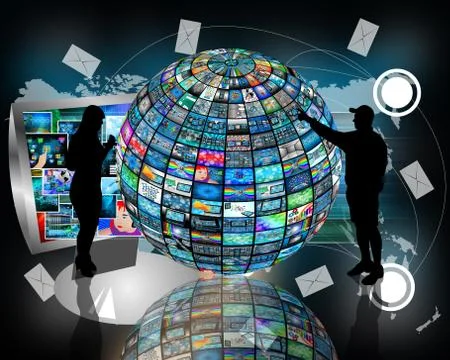 Sphere and silhouettes Stock Illustration