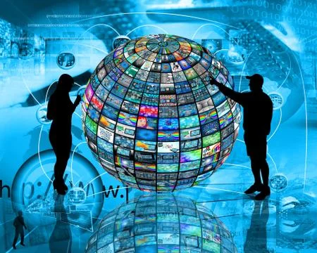 Sphere and silhouettes Illustrazione stock