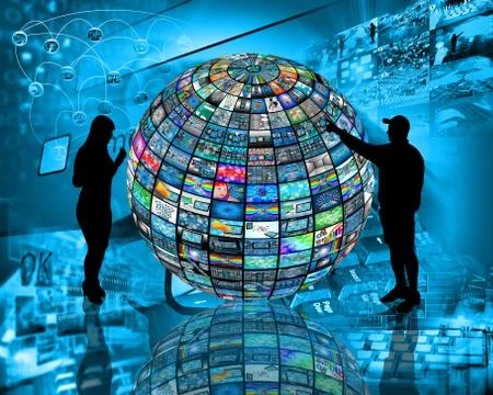 Sphere and silhouettes Illustrazione stock