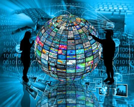Sphere and silhouettes Illustrazione stock