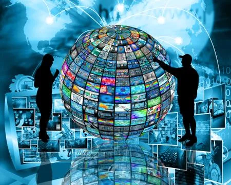 Sphere and silhouettes Stock Illustration