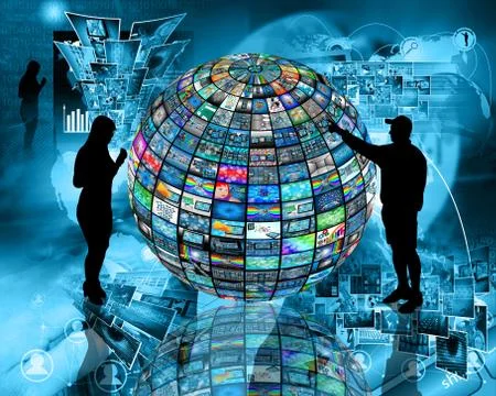 Sphere and silhouettes Illustrazione stock