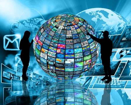 Sphere and silhouettes Illustrazione stock