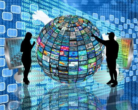 Sphere and silhouettes Illustrazione stock
