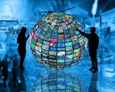 Sphere and silhouettes Illustrazione stock