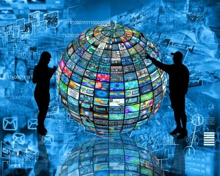 Sphere and silhouettes 스톡 일러스트