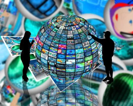 Sphere and silhouettes Illustrazione stock