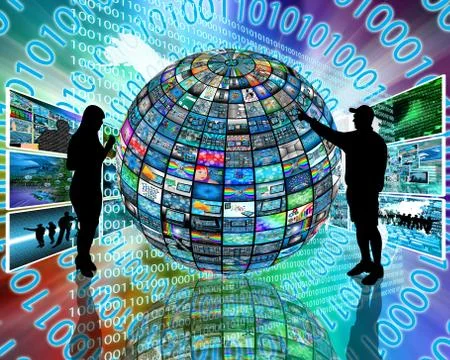 Sphere and silhouettes Stock Illustration