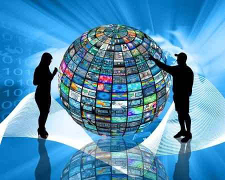 Sphere and silhouettes Stock Illustration