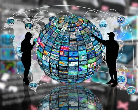 Sphere and silhouettes Illustrazione stock