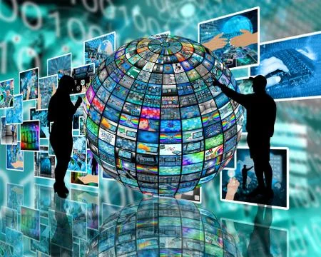 Sphere and silhouettes Stock Illustration