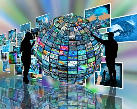 Sphere and silhouettes Illustrazione stock