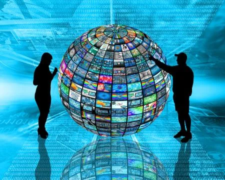 Sphere and silhouettes Stock Illustration