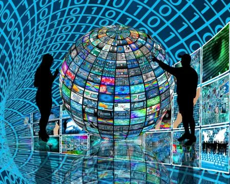 Sphere and silhouettes Illustrazione stock