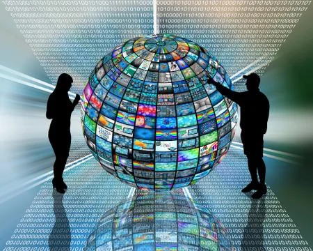 Sphere and silhouettes Illustrazione stock
