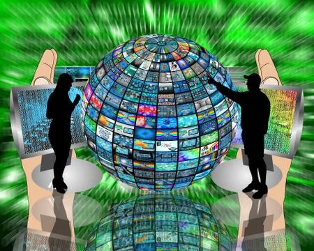 Sphere and silhouettes Stockillustratie