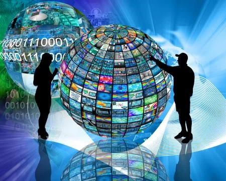 Sphere and silhouettes Stock Illustration