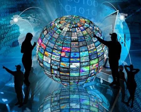 Sphere and silhouettes Stock Illustration