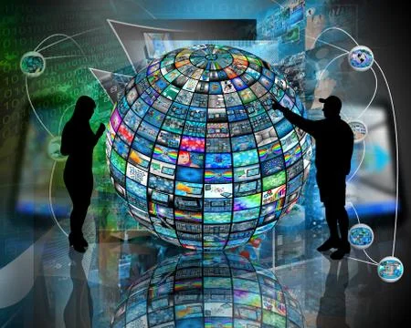 Sphere and silhouettes Stock Illustration