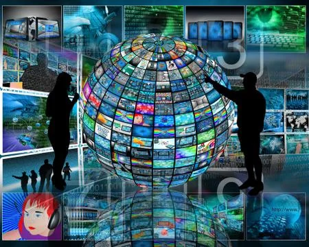 Sphere and silhouettes Illustrazione stock