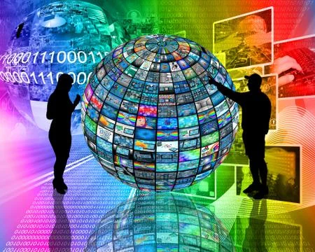 Sphere and silhouettes Illustrazione stock