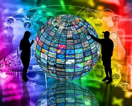 Sphere and silhouettes 스톡 일러스트