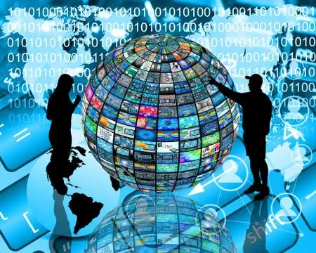 Sphere and silhouettes Illustrazione stock