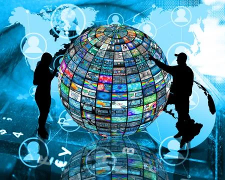 Sphere and silhouettes Illustrazione stock