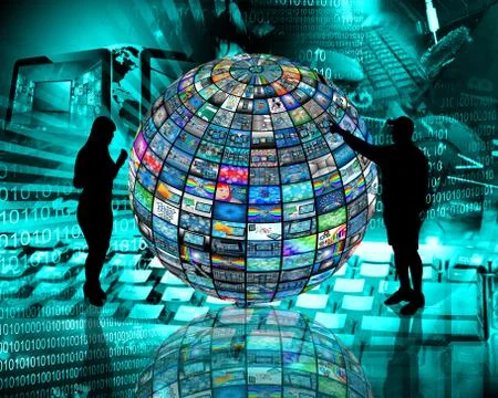Sphere and silhouettes Illustrazione stock