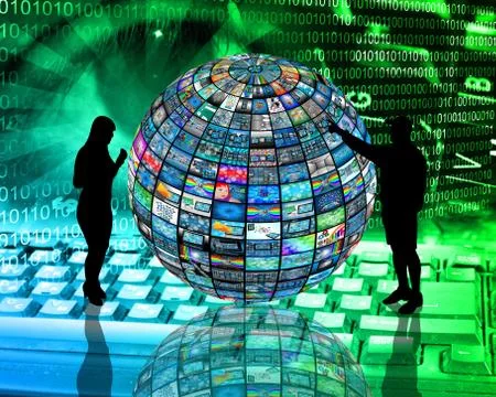 Sphere and silhouettes Stock Illustration