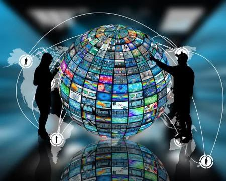 Sphere and silhouettes Illustrazione stock