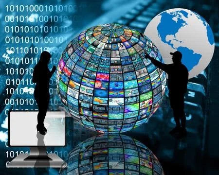 Sphere and silhouettes Stock Illustration