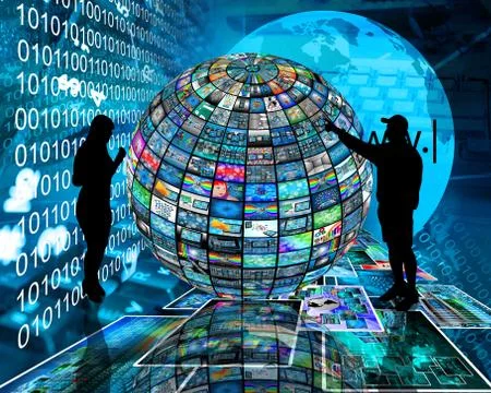 Sphere and silhouettes Illustrazione stock