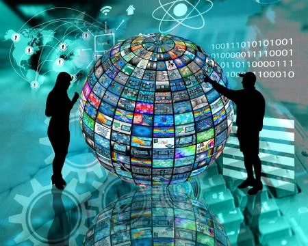 Sphere and silhouettes Illustrazione stock