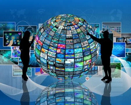 Sphere and silhouettes Illustrazione stock
