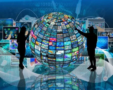 Sphere and silhouettes Stock Illustration