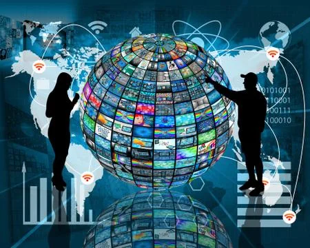 Sphere and silhouettes Stock Illustration
